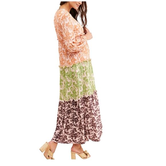 Hutch x Maxey Greene Long Sleeve Floral Boho Maternity Maxi Dress Size Medium - Picture 7 of 7